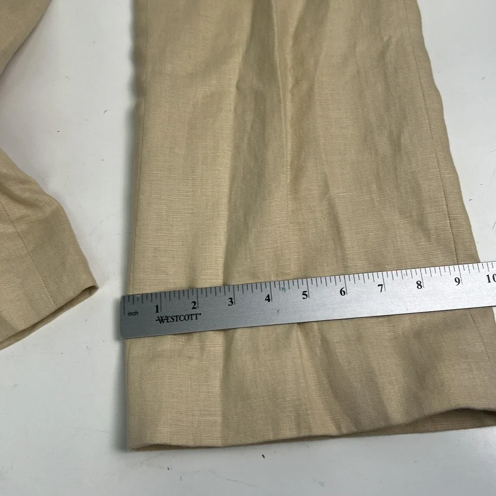 Lauren Ralph Lauren Pants Womens 14 W Beige Linen Pleated Lined Dress Pants